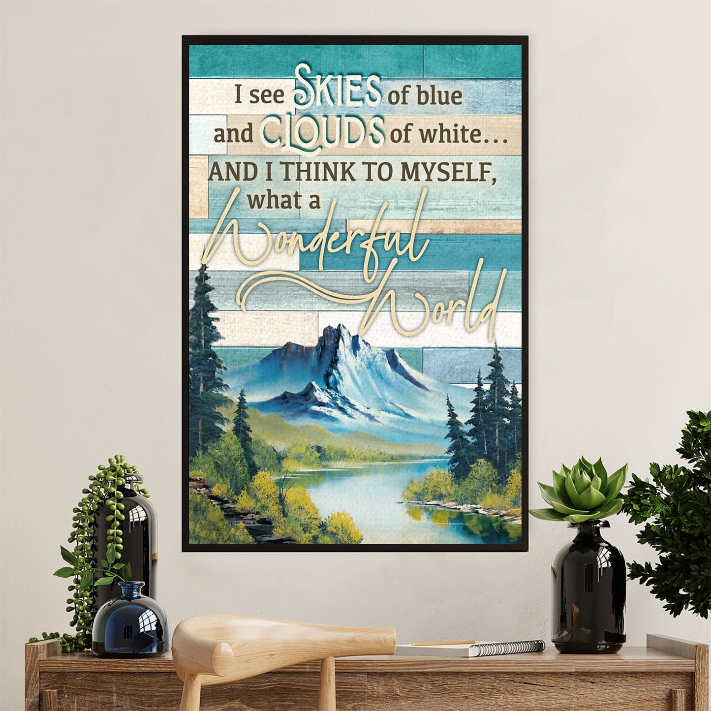 Hiking Poster Prints | Skies Of Blue, Clouds of White | Wall Art Gift for Hiker
