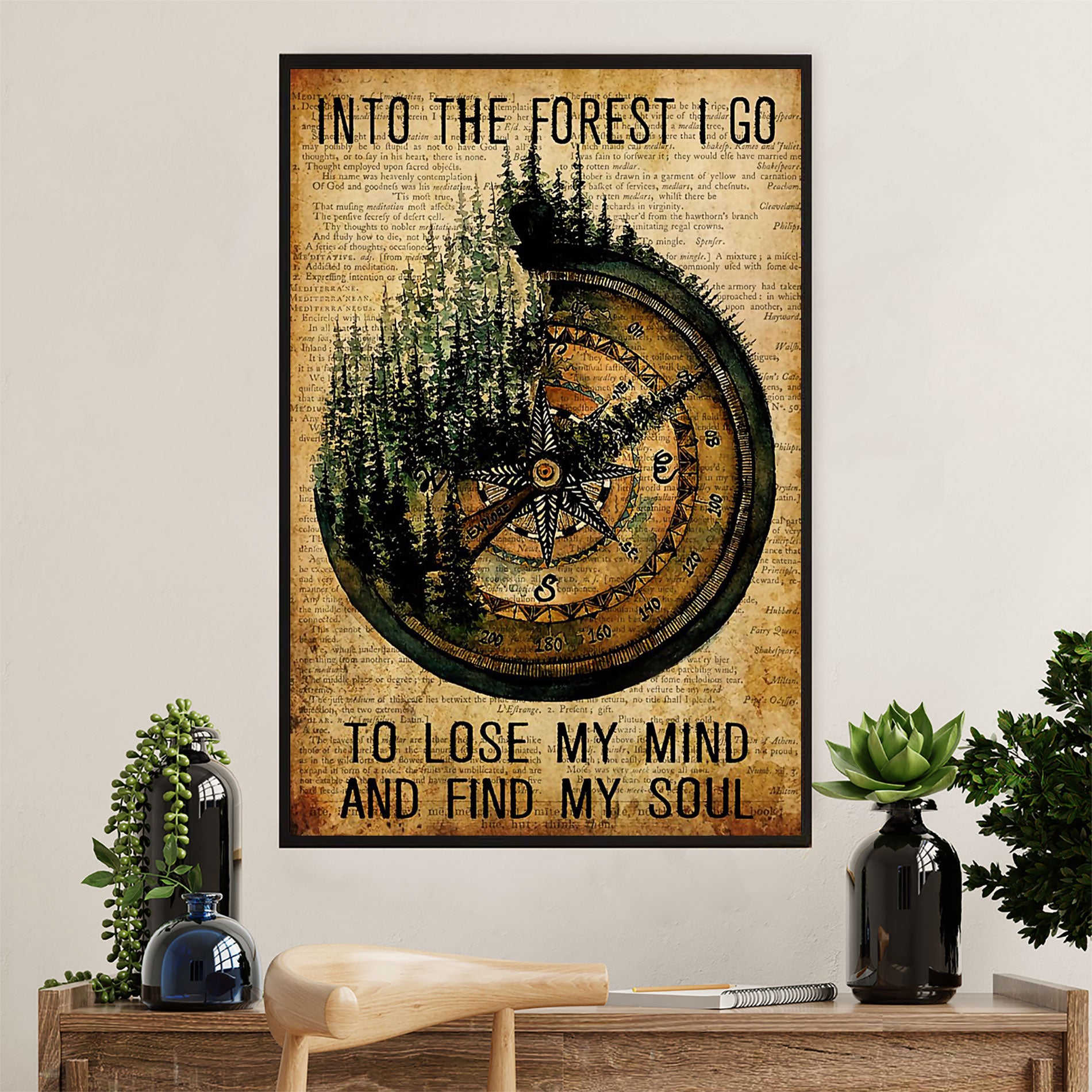 Hiking Canvas Wall Art Prints | Into The Forest I Go To Lose My Mind | Home Décor Gift for Hiker