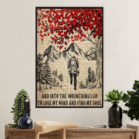Hiking Poster Prints | Into The Mountains | Wall Art Gift for Hiker