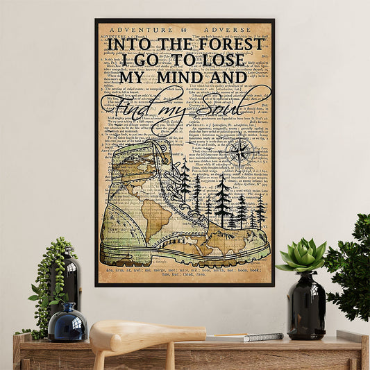 Hiking Poster Prints | Into The Forest I Go To Lose My Mind | Wall Art Gift for Hiker