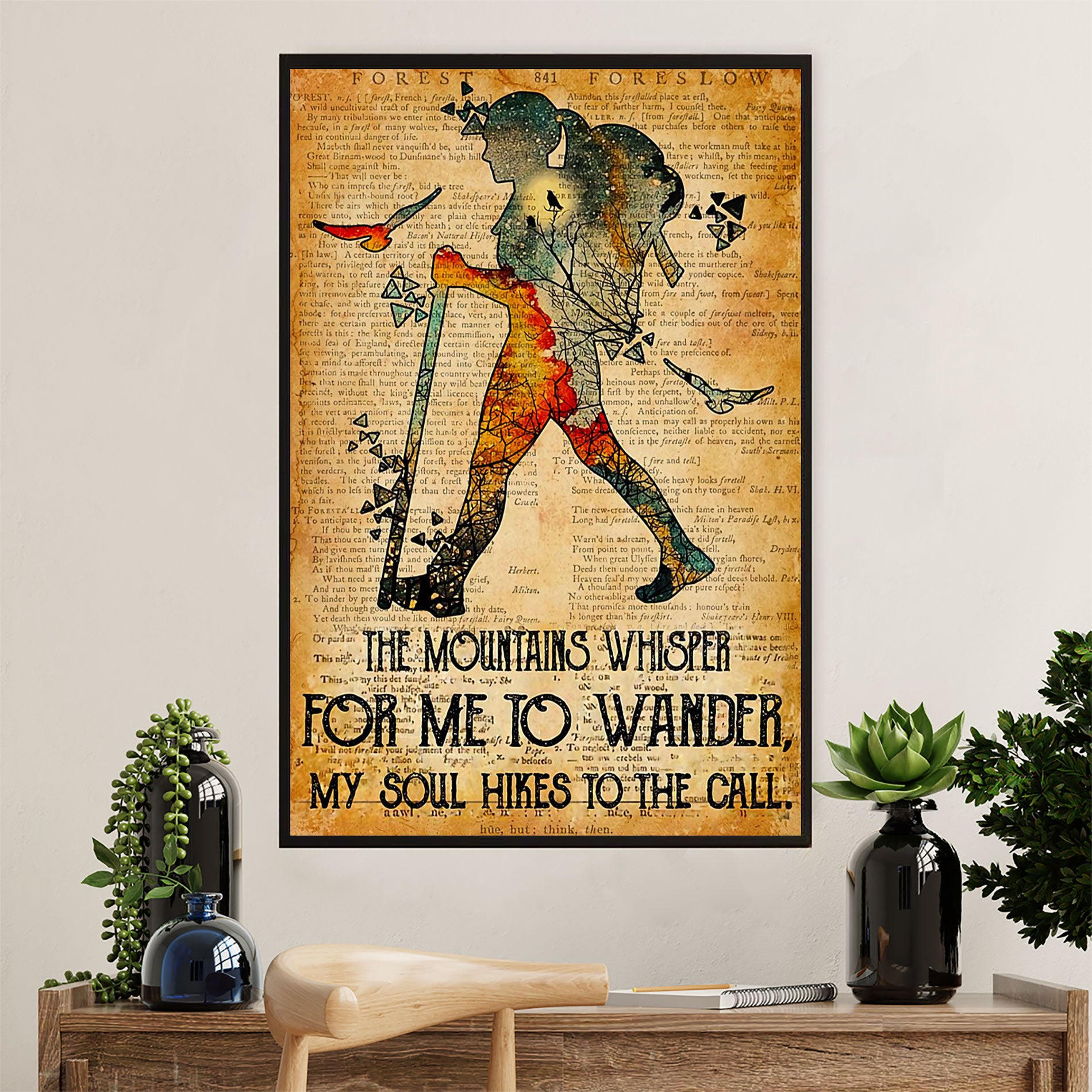 Hiking Poster Prints | The Mountains Whisper | Wall Art Gift for Hiker