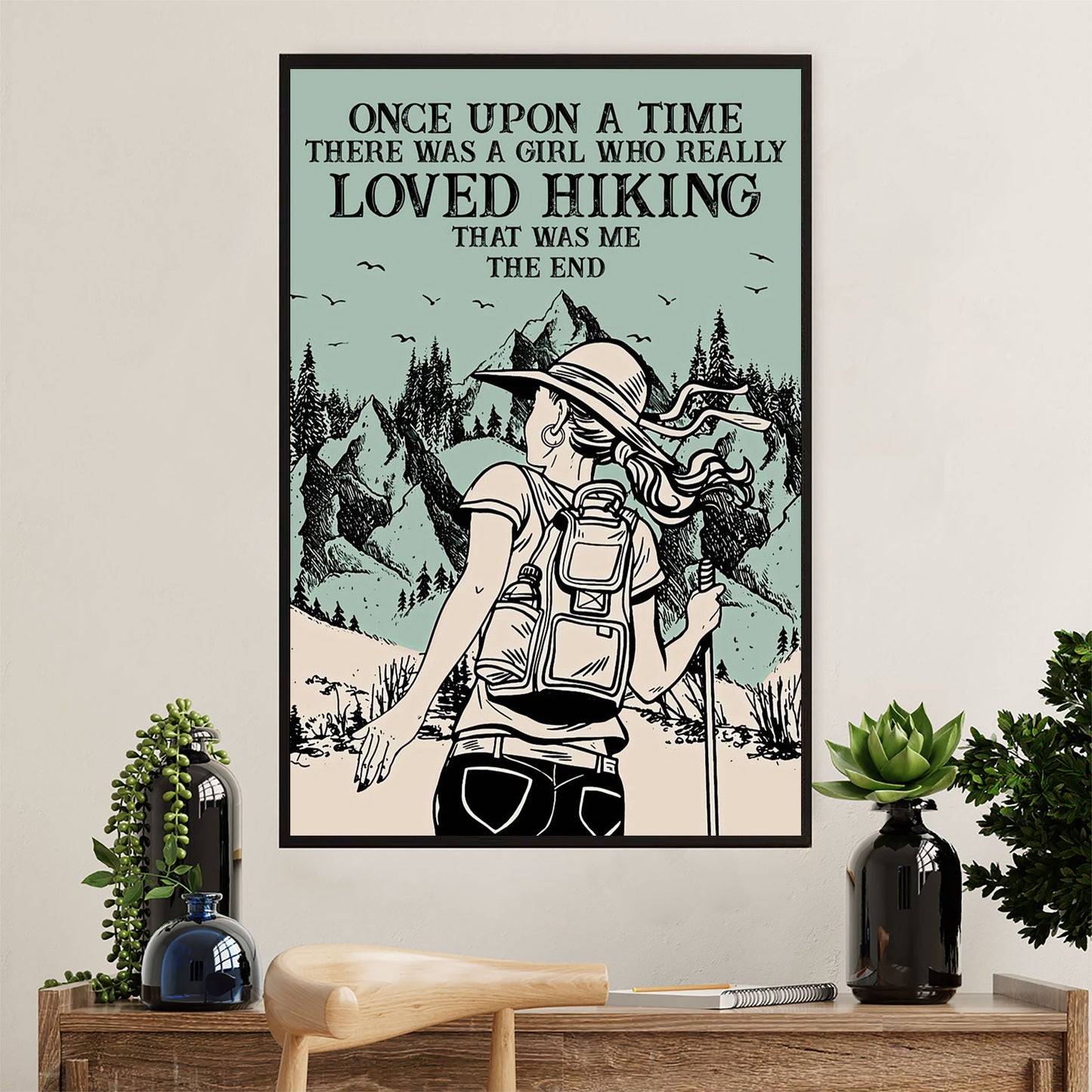 Hiking Poster Prints | Girl Loves Hiking | Wall Art Gift for Hiker