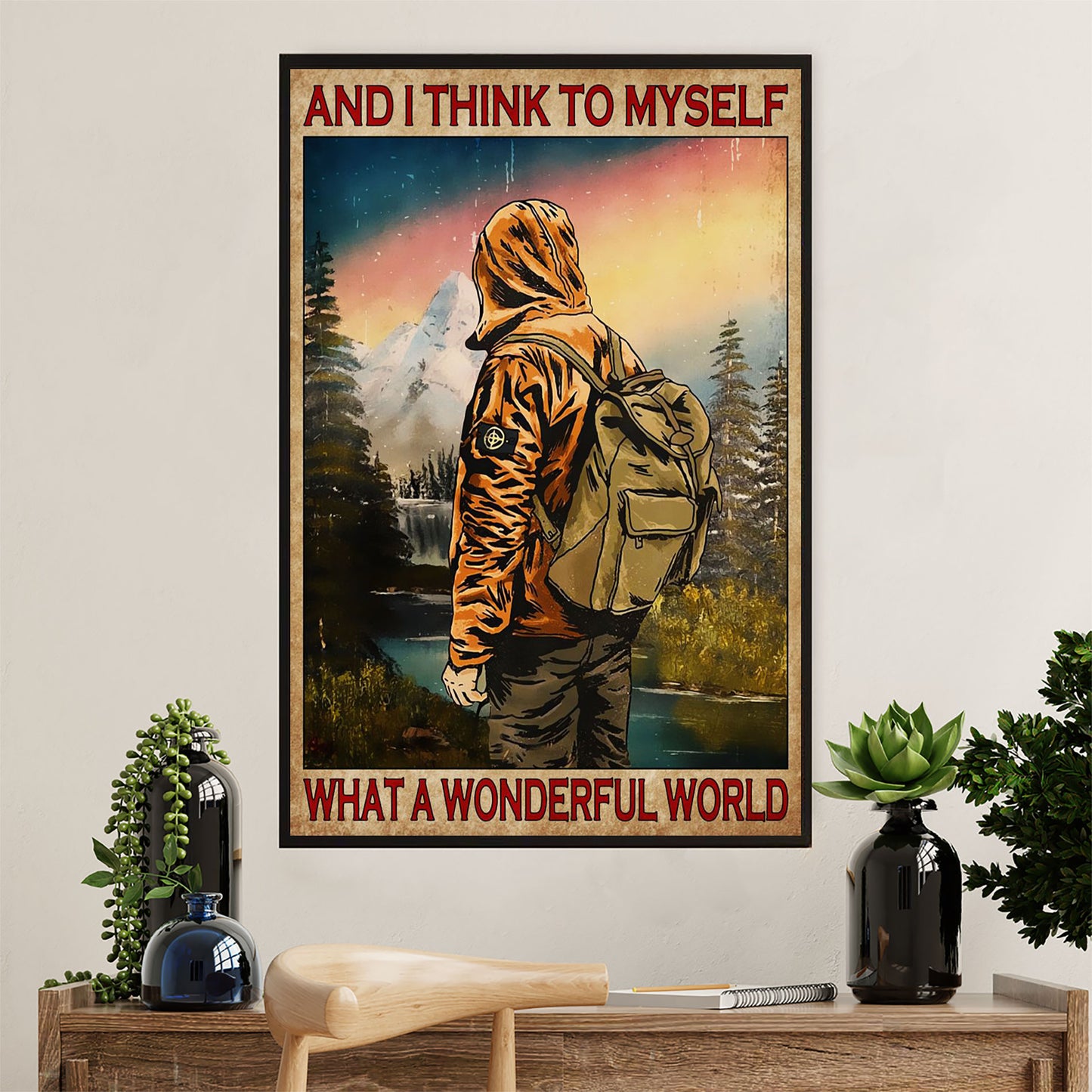 Hiking Poster Prints | What A Wonderful World | Wall Art Gift for Hiker