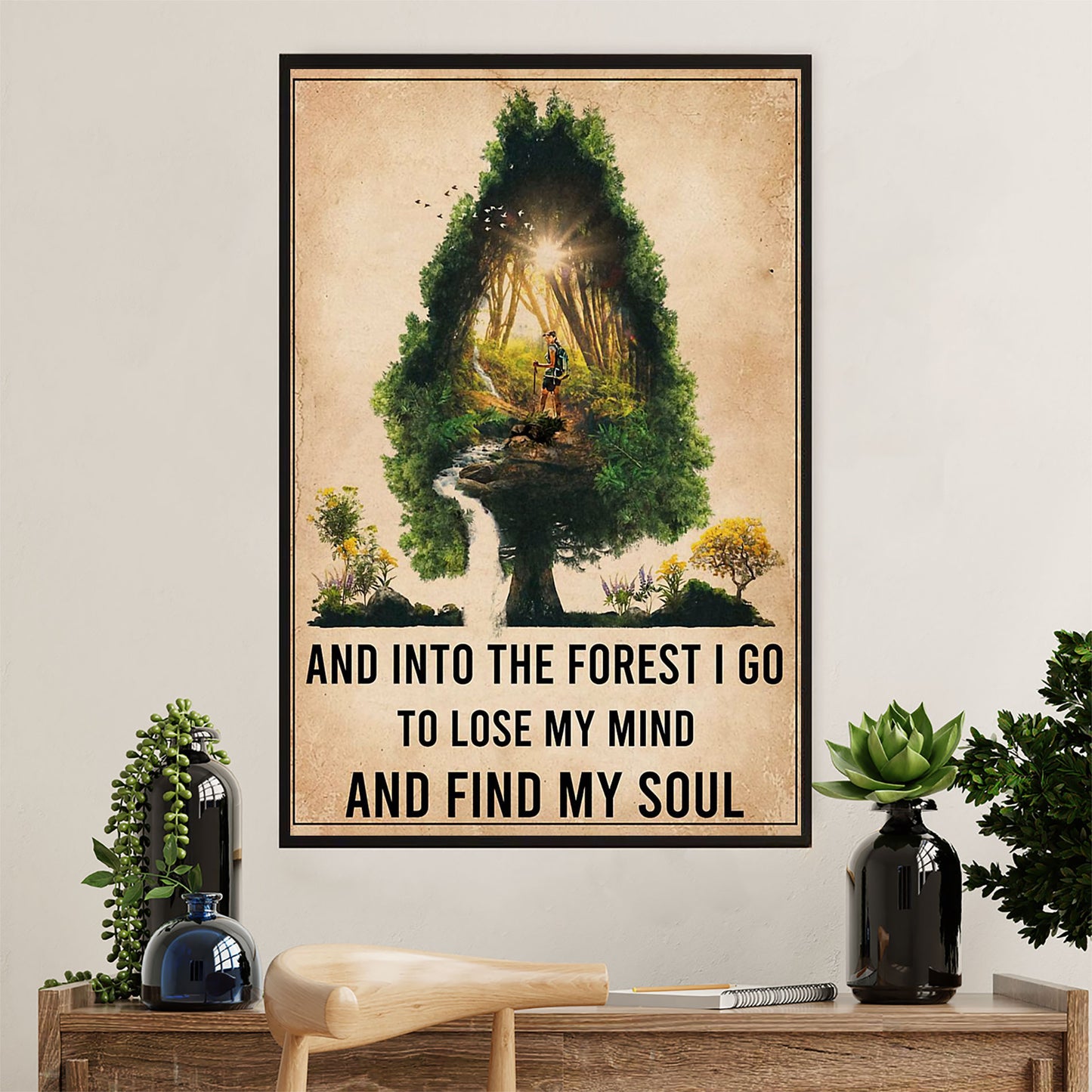 Hiking Canvas Wall Art Prints | Into The Forest I Go To Lose My Mind | Home Décor Gift for Hiker