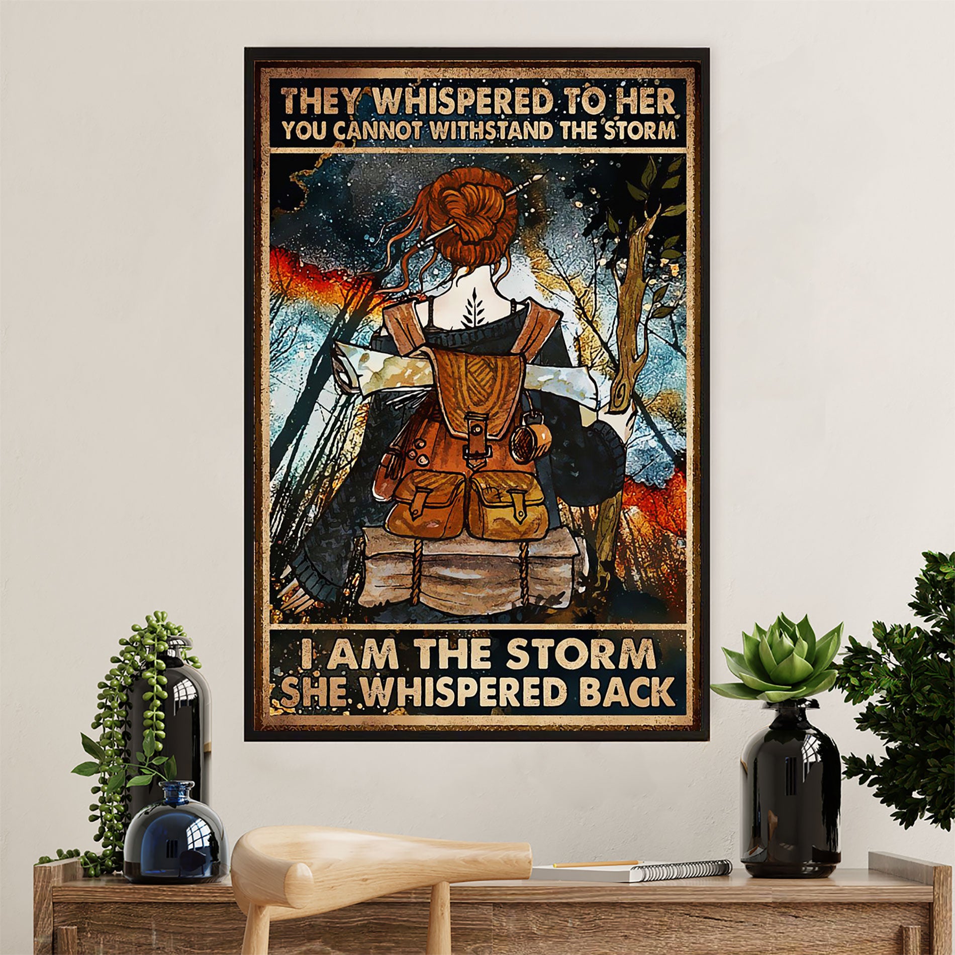 Hiking Poster Prints | Girl Hiking | Wall Art Gift for Hiker