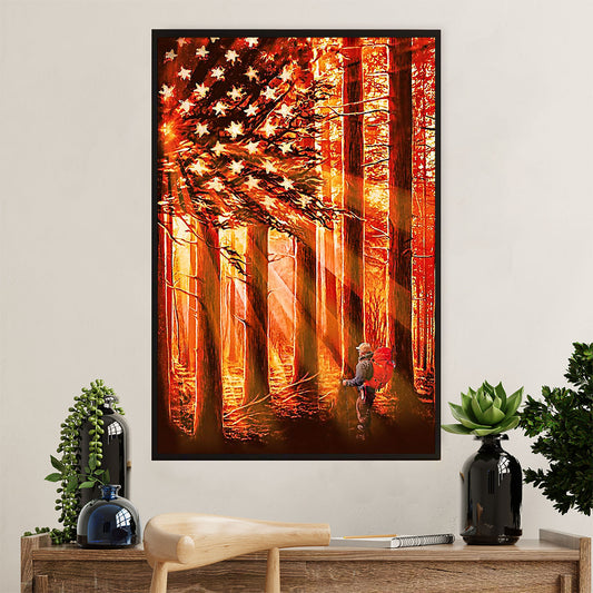 Hiking Poster Prints | American Flag | Wall Art Gift for Hiker