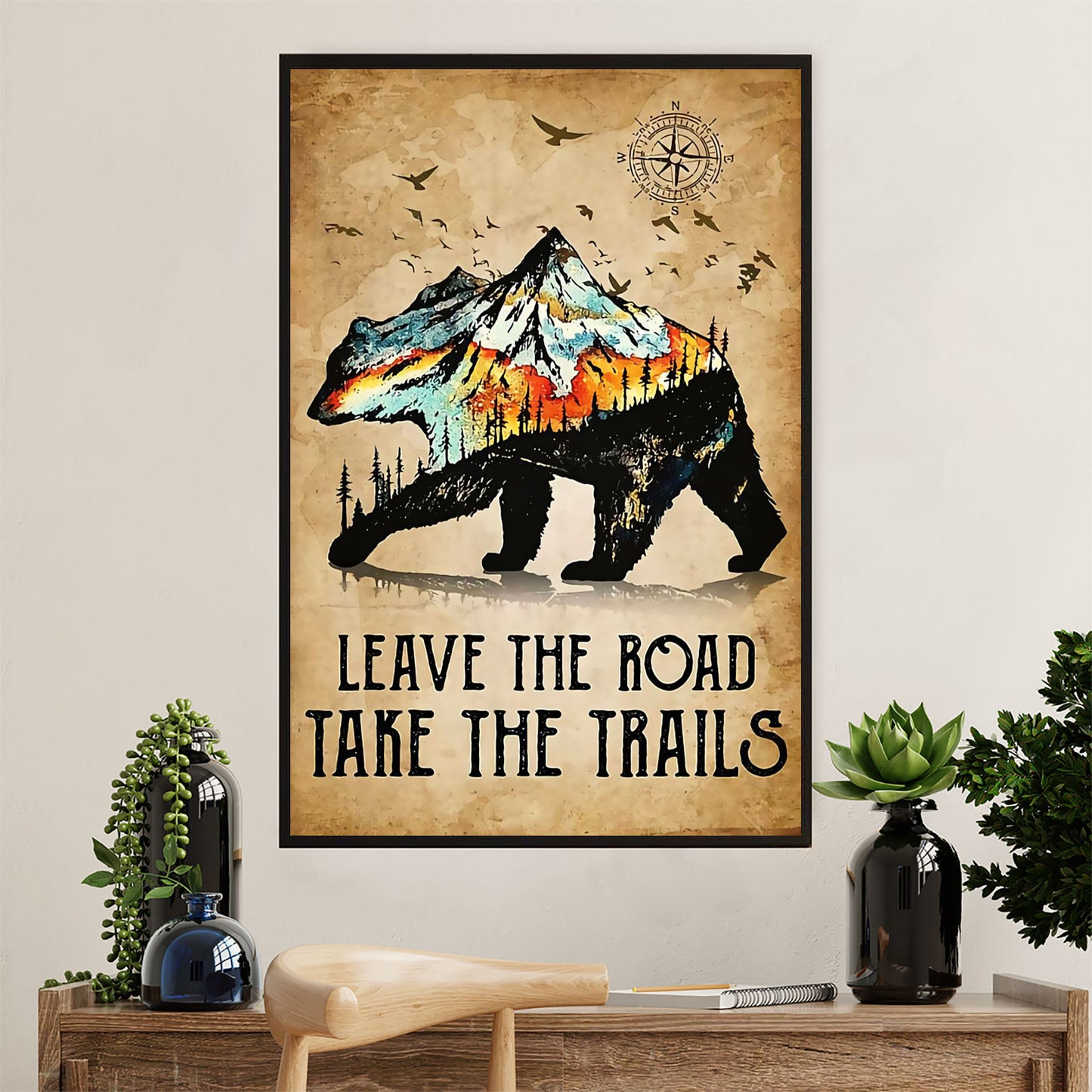 Hiking Poster Prints | Leave The Road, Take The Trails | Wall Art Gift for Hiker