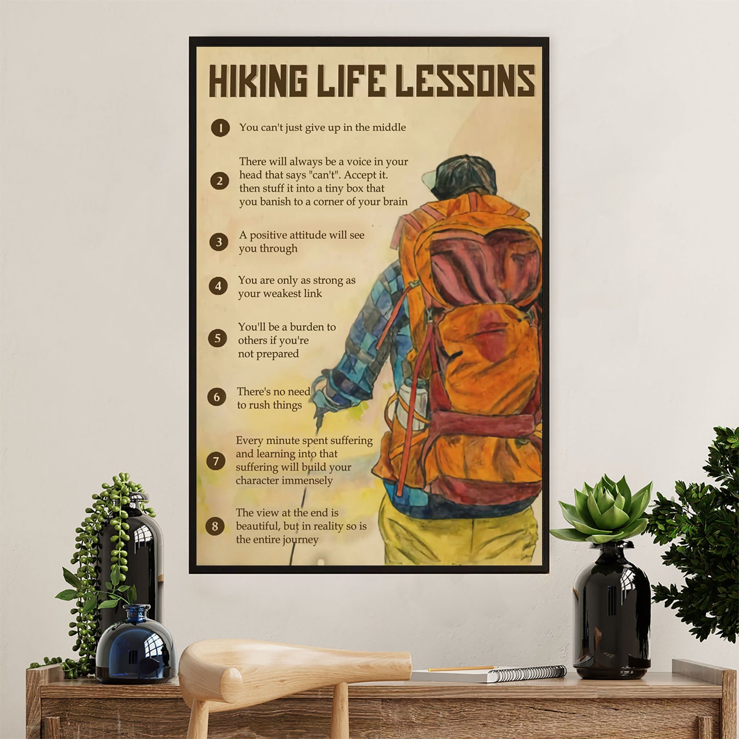 Hiking Poster Prints | Hiking Life Lessons | Wall Art Gift for Hiker