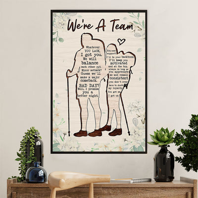 Hiking Canvas Wall Art Prints | Couple Love - We're A Team | Home Décor Gift for Hiker