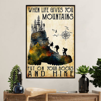 Hiking Poster Prints | Put On Your Boots & Hike | Wall Art Gift for Hiker