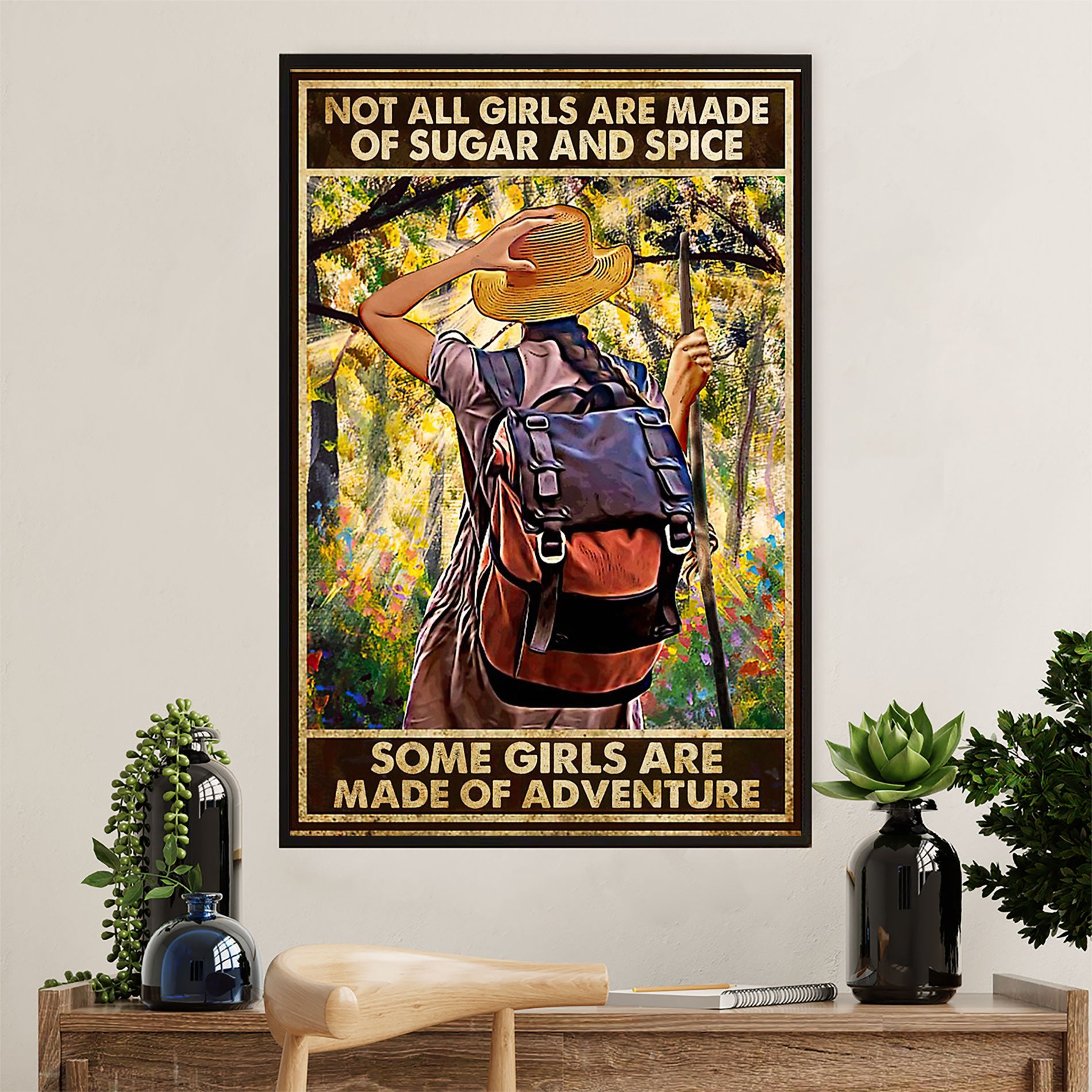 Hiking Canvas Wall Art Prints | Girls Made Of Adventure | Home Décor Gift for Hiker