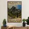 Hiking Poster Prints | Journey Of A Thousand Miles | Wall Art Gift for Hiker