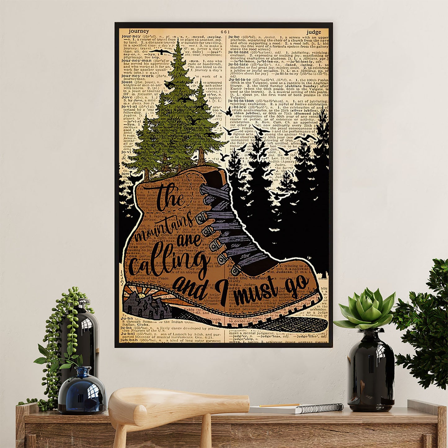 Hiking Canvas Wall Art Prints | Mountains Are Calling | Home Décor Gift for Hiker