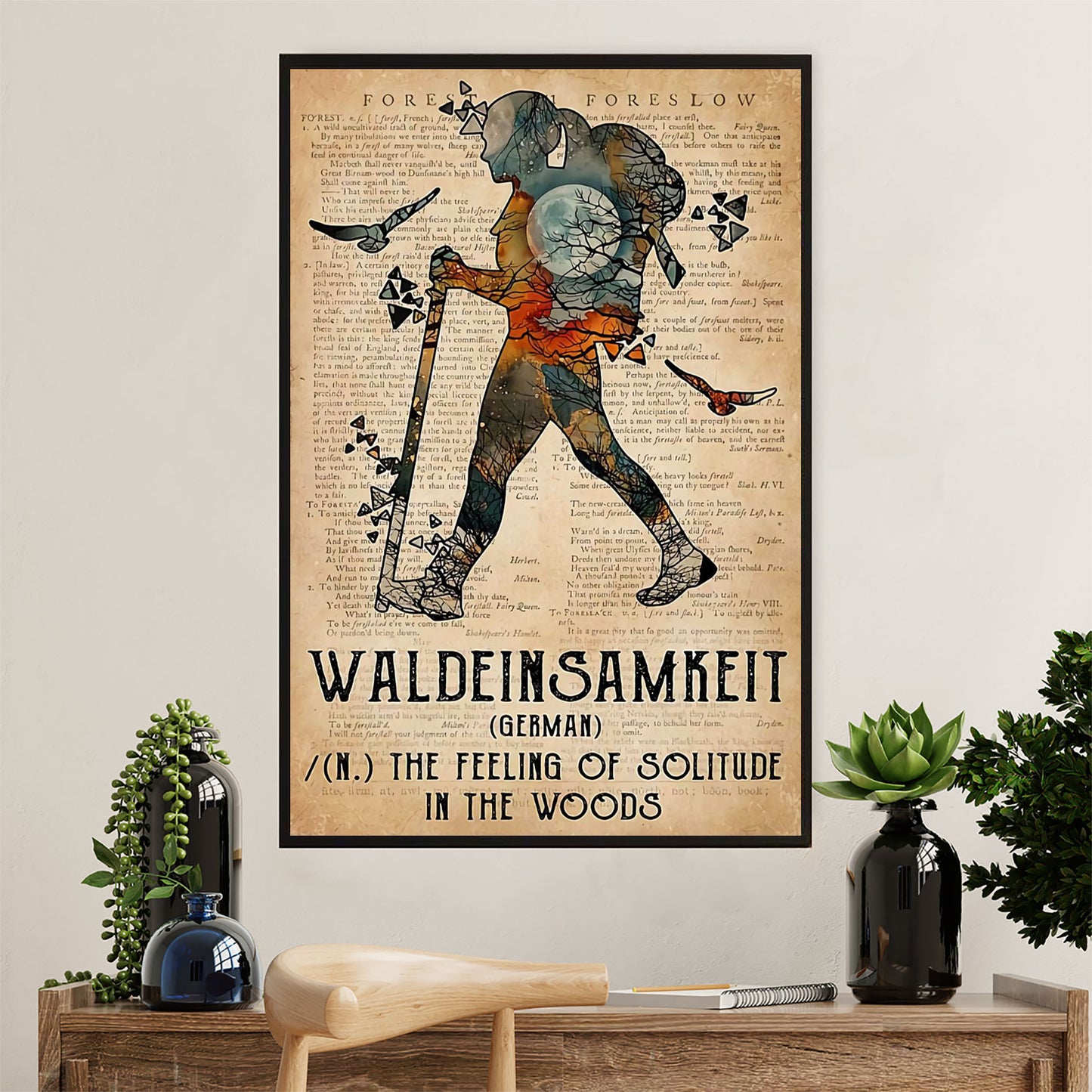 Hiking Poster Prints | Waldeinsamkeit | Wall Art Gift for Hiker
