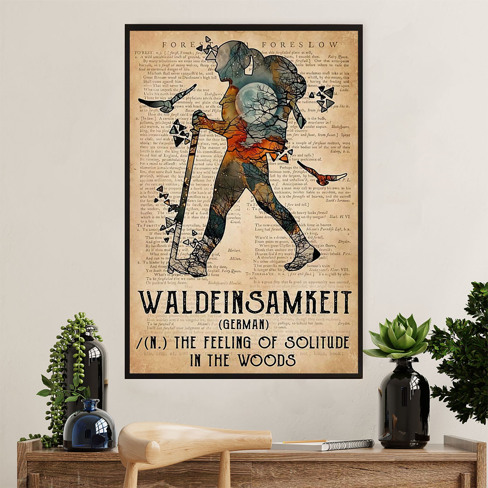 Hiking Poster Prints | Waldeinsamkeit | Wall Art Gift for Hiker