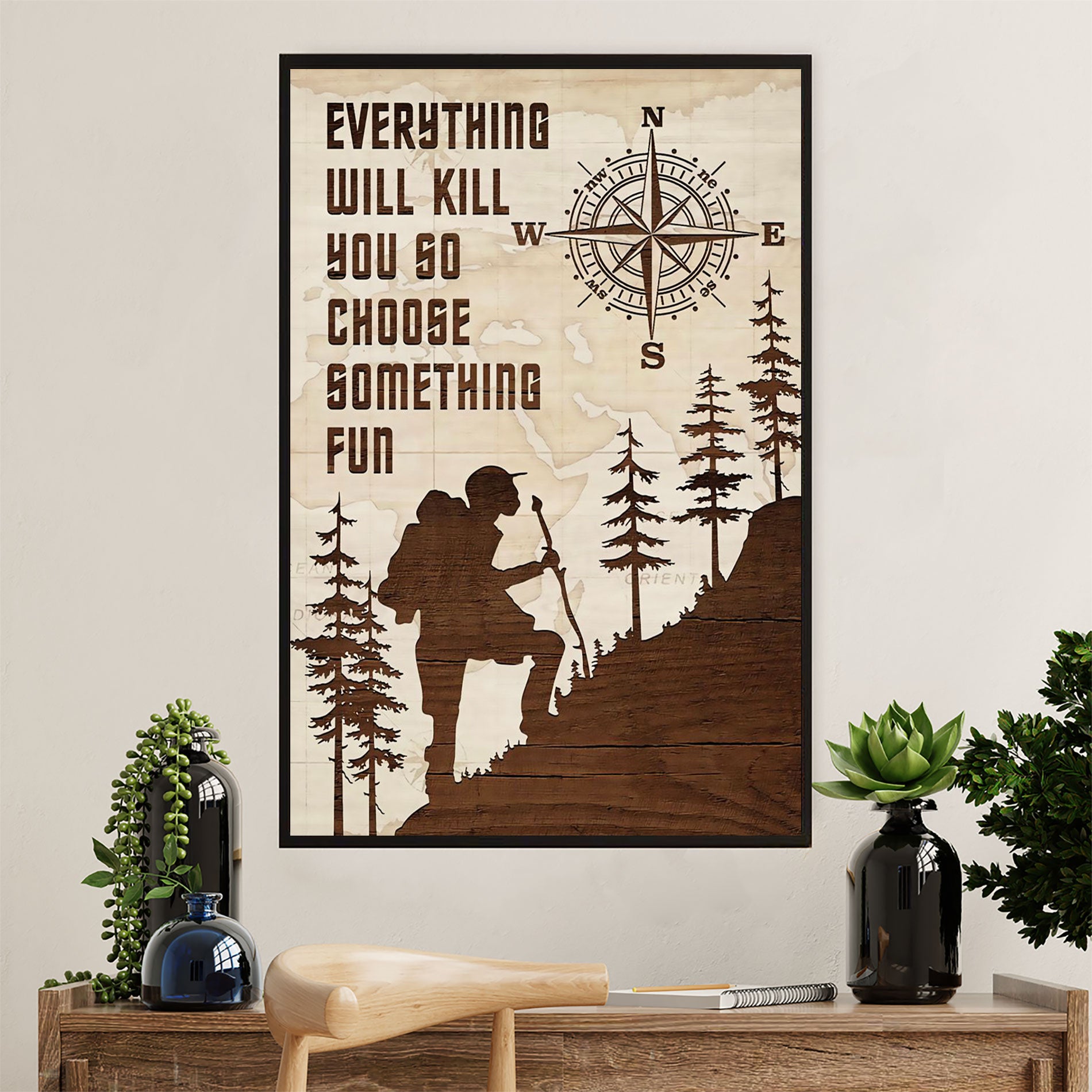 Hiking Canvas Wall Art Prints | Choose Something Fun | Home Décor Gift for Hiker