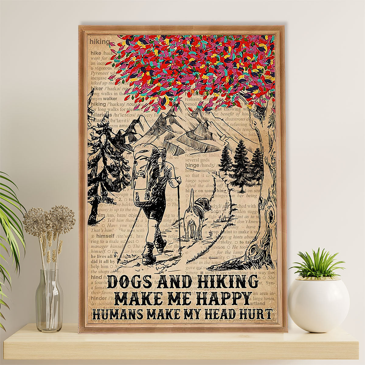 Hiking Canvas Wall Art Prints | Loves Dogs & Hiking | Home Décor Gift for Hiker