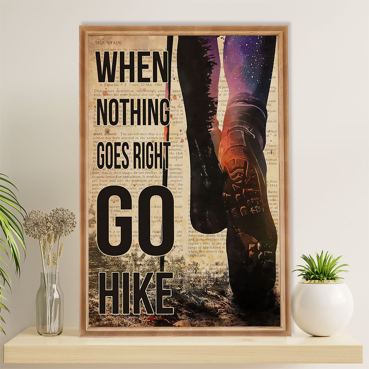 Hiking Poster Prints | Go Hike | Wall Art Gift for Hiker