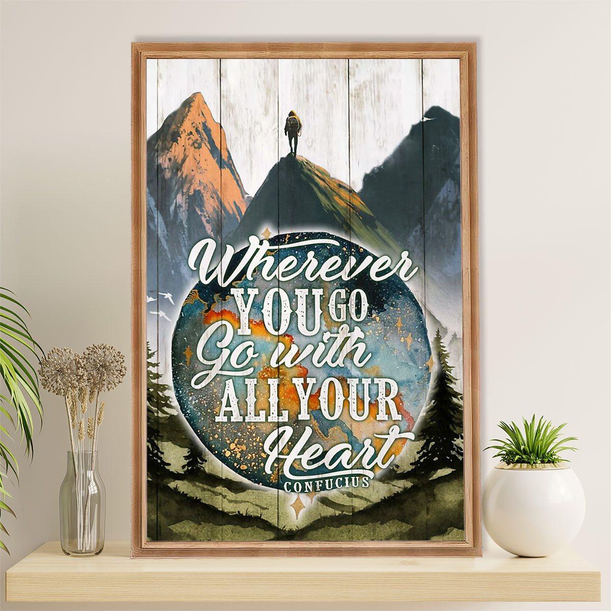 Hiking Poster Prints | Go With Your Heart | Wall Art Gift for Hiker