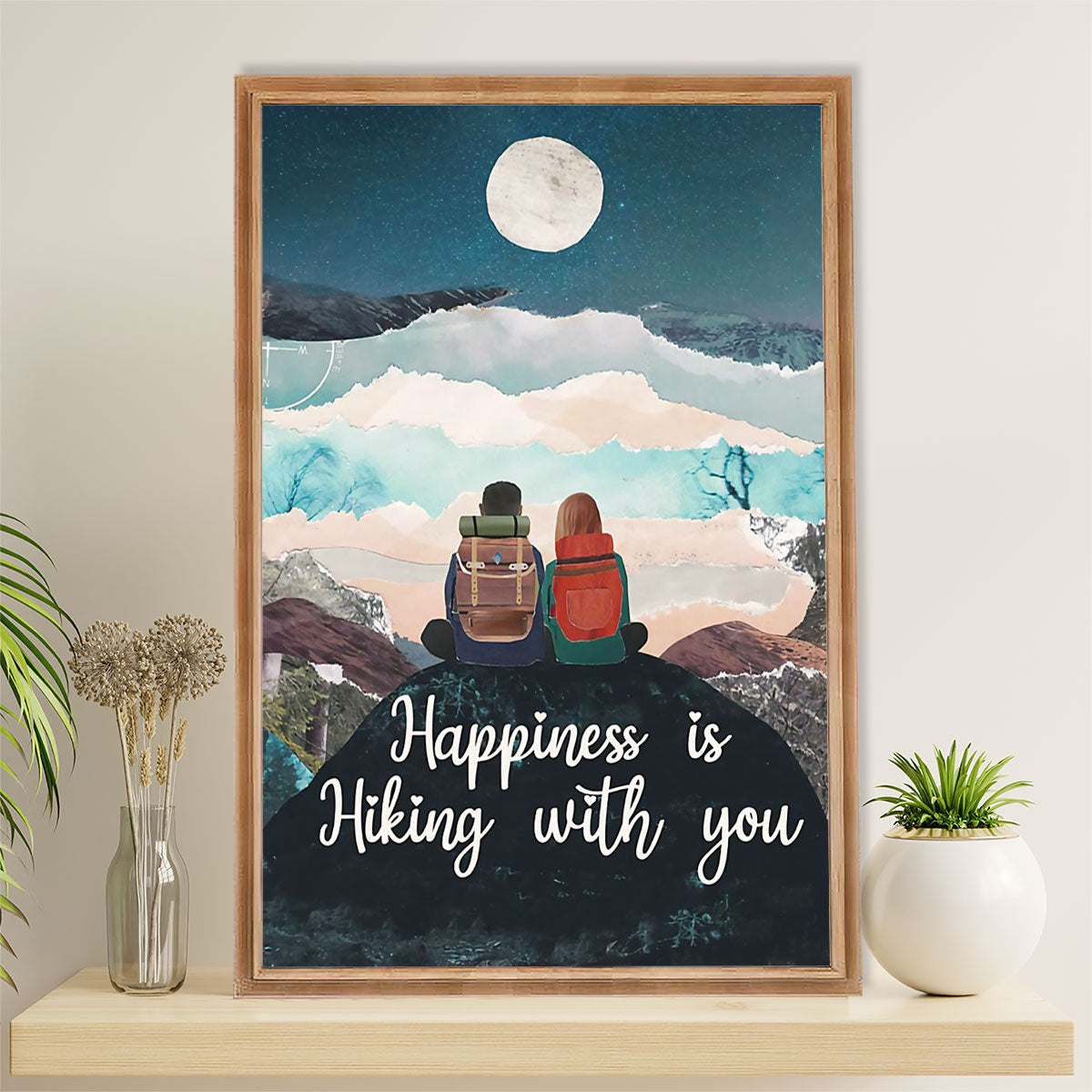 Hiking Canvas Wall Art Prints | Happiness Is Hiking With You | Home Décor Gift for Hiker