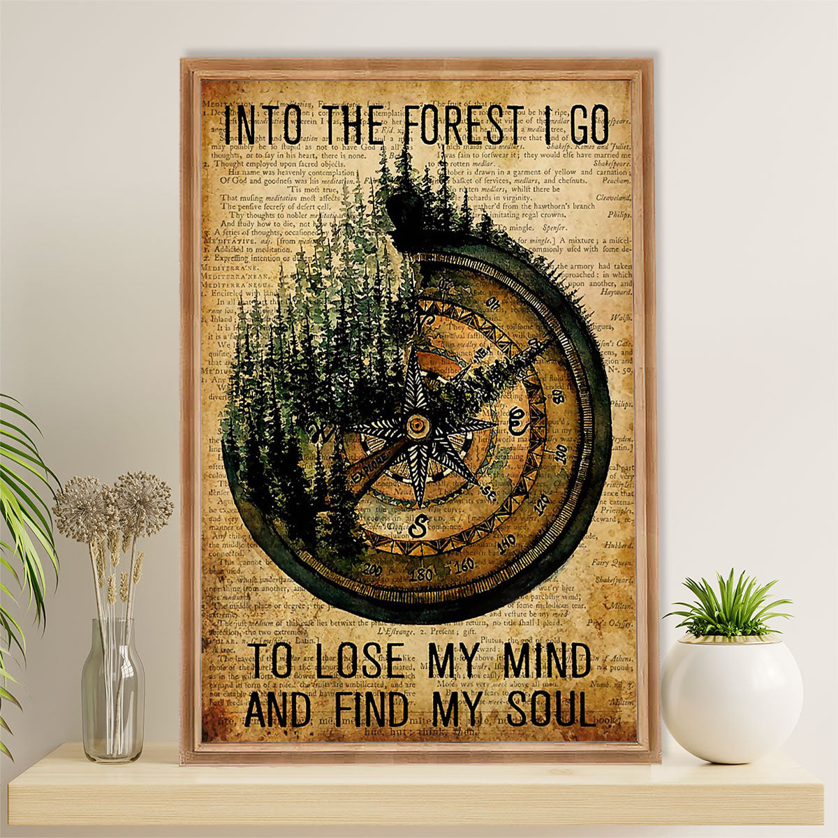 Hiking Canvas Wall Art Prints | Into The Forest I Go To Lose My Mind | Home Décor Gift for Hiker
