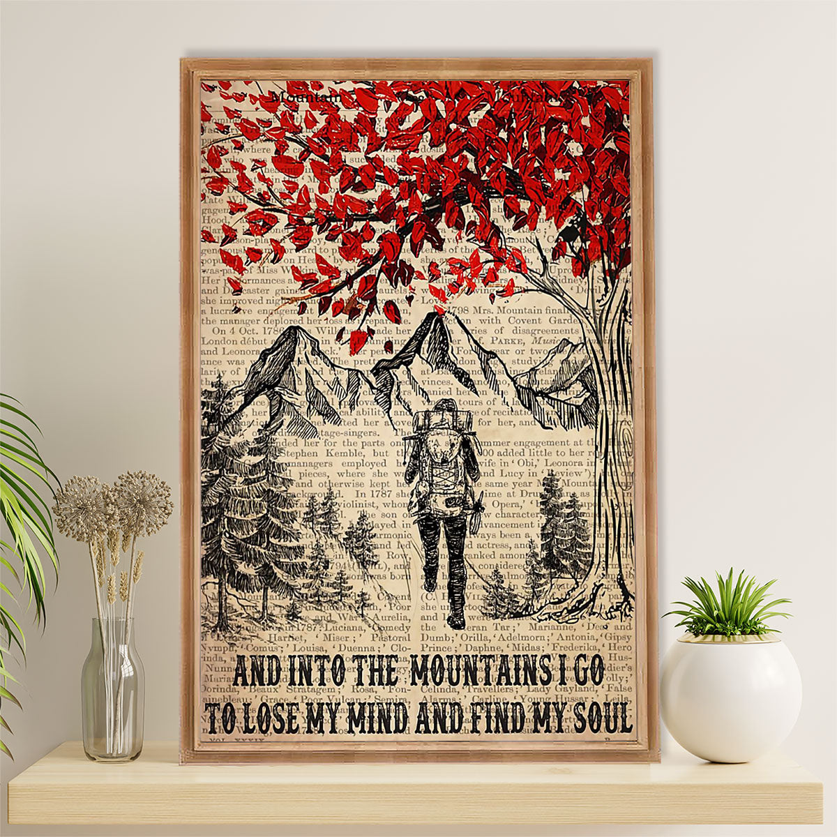 Hiking Poster Prints | Into The Mountains | Wall Art Gift for Hiker