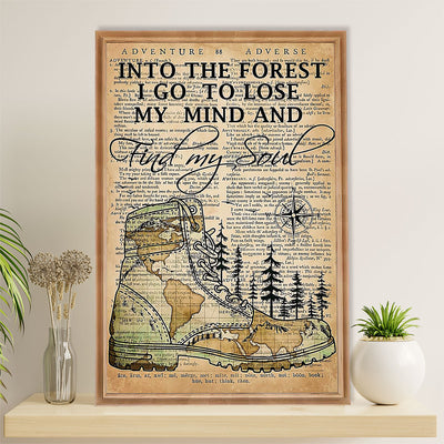 Hiking Canvas Wall Art Prints | Into The Forest I Go To Lose My Mind | Home Décor Gift for Hiker