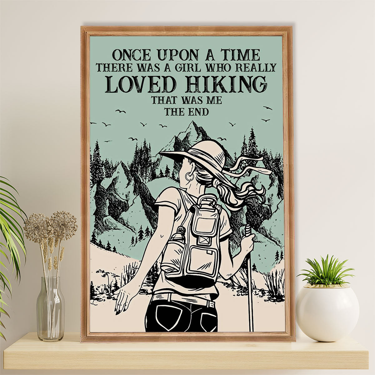 Hiking Canvas Wall Art Prints | Girl Loves Hiking | Home Décor Gift for Hiker