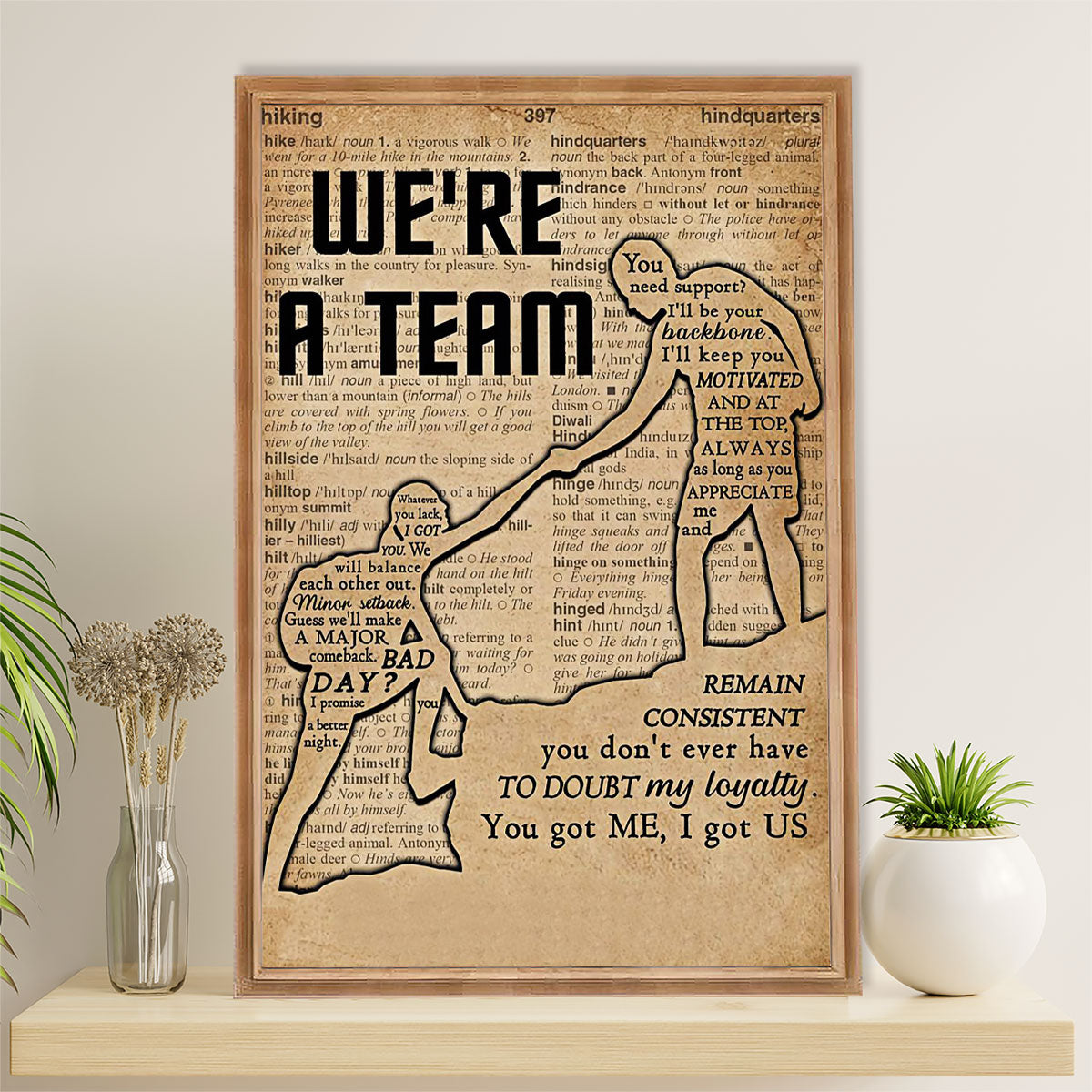 Hiking Canvas Wall Art Prints | We're A Team | Home Décor Gift for Hiker