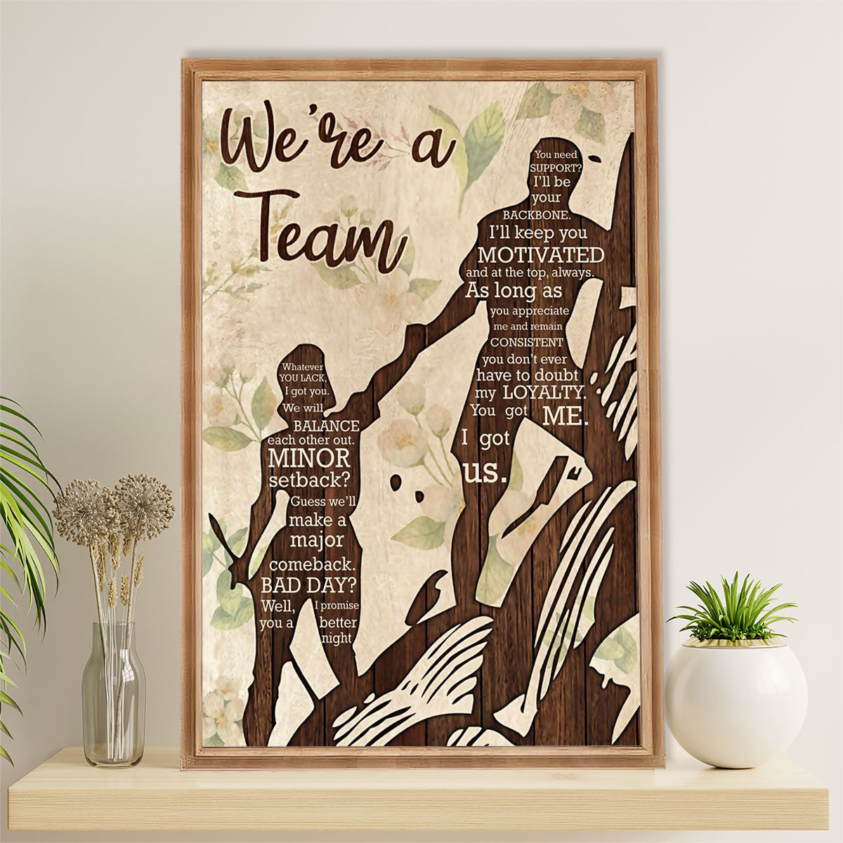 Hiking Poster Prints | Couple Loves - We're A Team | Wall Art Gift for Hiker