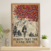 Hiking Poster Prints | Girl Takes The Scenic Route | Wall Art Gift for Hiker