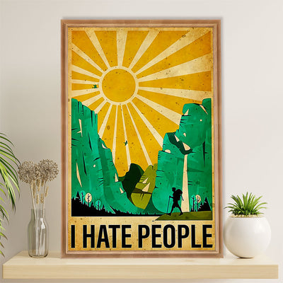 Hiking Poster Prints | I Hate People | Wall Art Gift for Hiker