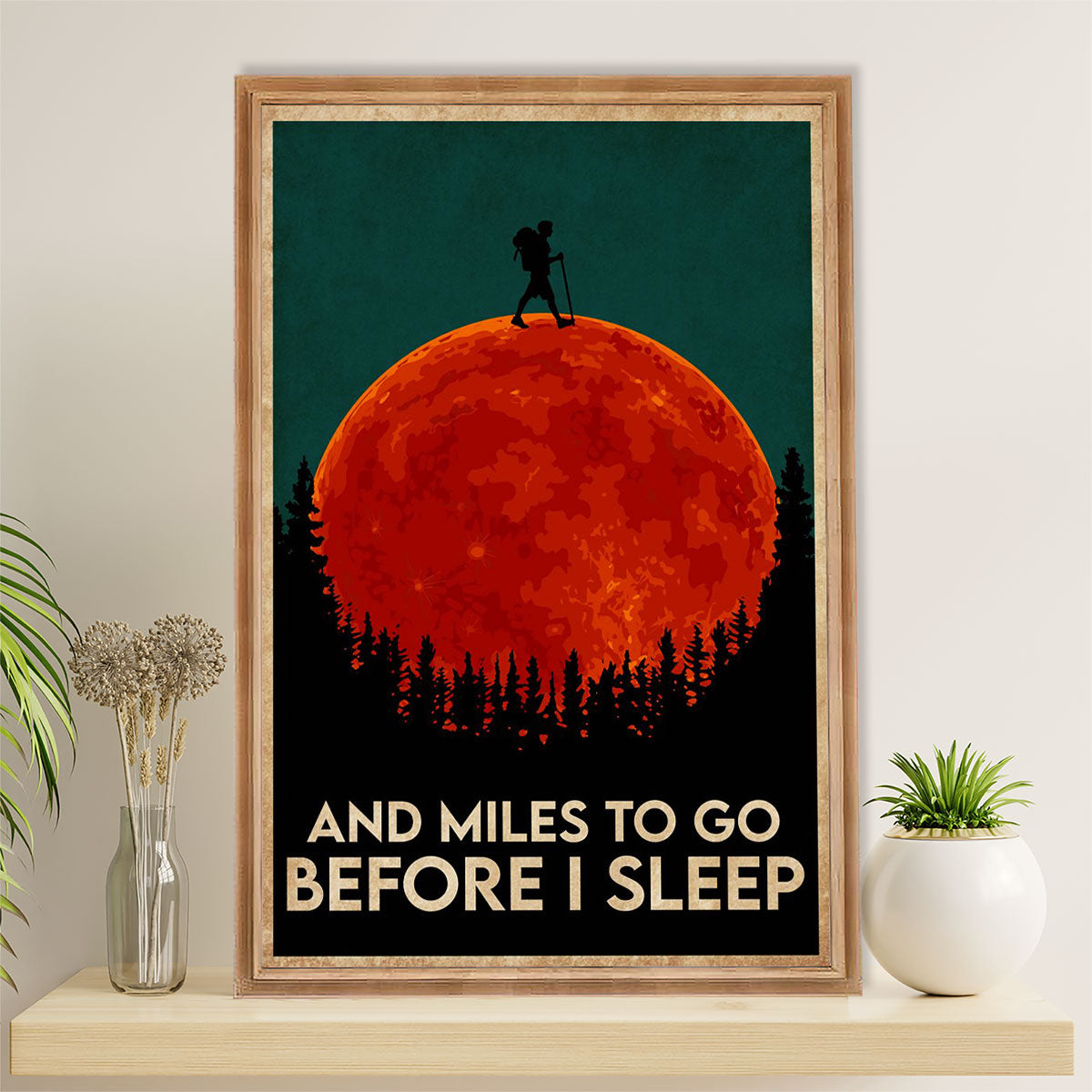 Hiking Poster Prints | Red Moon - Before I Sleep | Wall Art Gift for Hiker