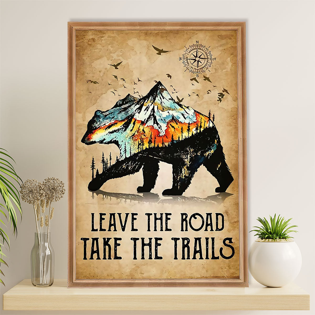 Hiking Canvas Wall Art Prints | Leave The Road, Take The Trails | Home Décor Gift for Hiker