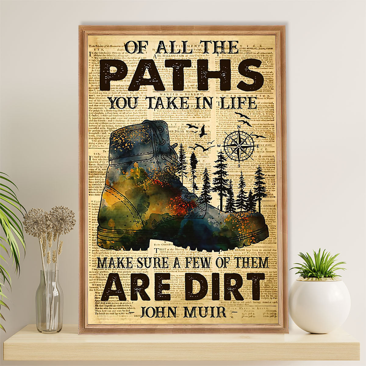 Hiking Canvas Wall Art Prints | All The Paths You Take In Life | Home Décor Gift for Hiker