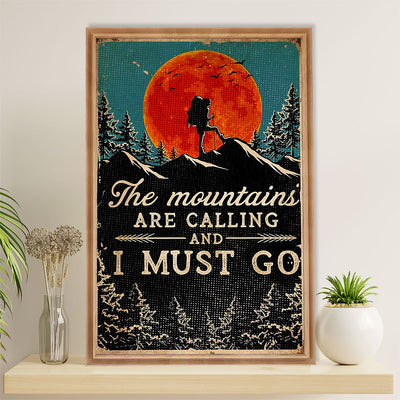 Hiking Canvas Wall Art Prints | The Mountains Are Calling | Home Décor Gift for Hiker