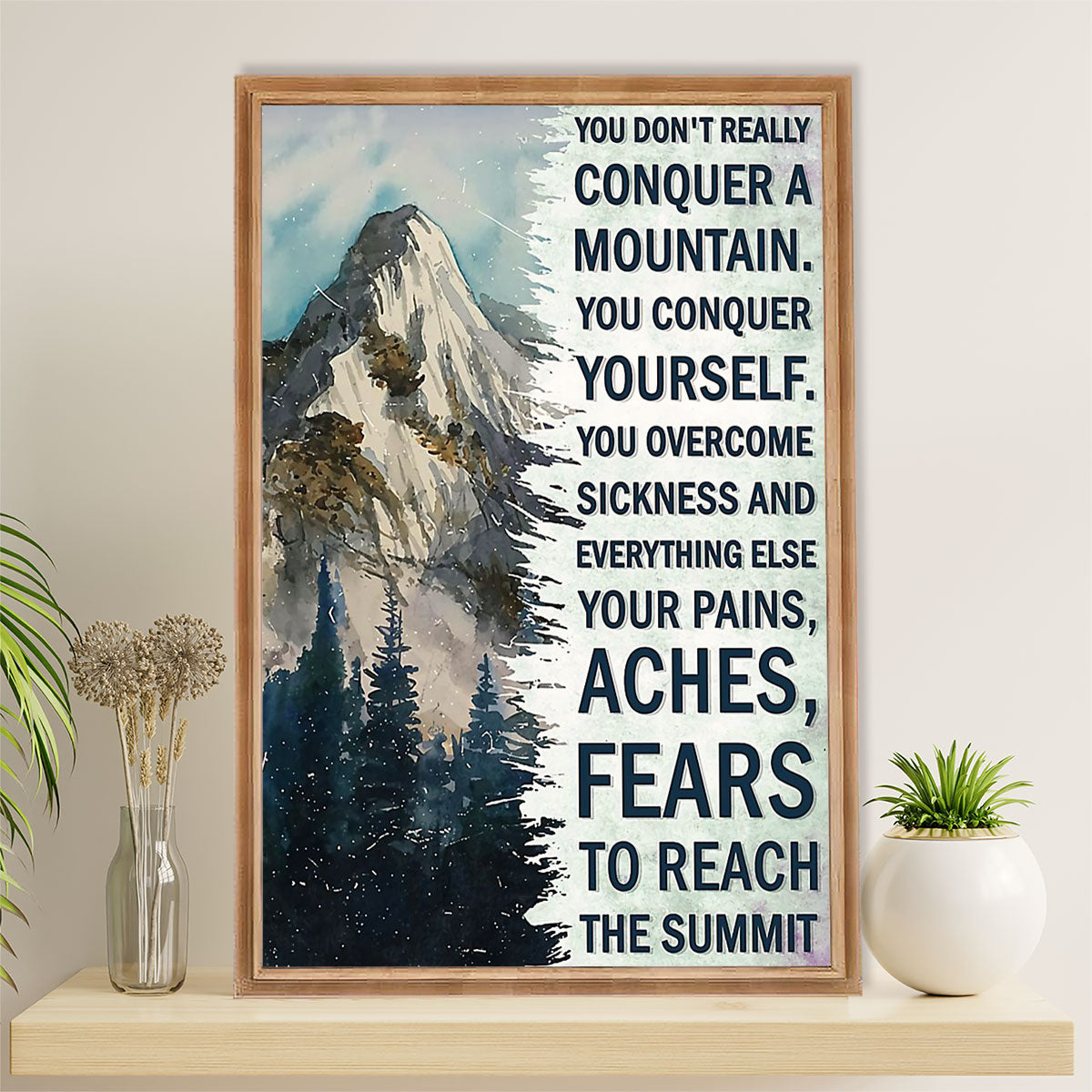 Hiking Canvas Wall Art Prints | Conquer A Mountain | Home Décor Gift for Hiker