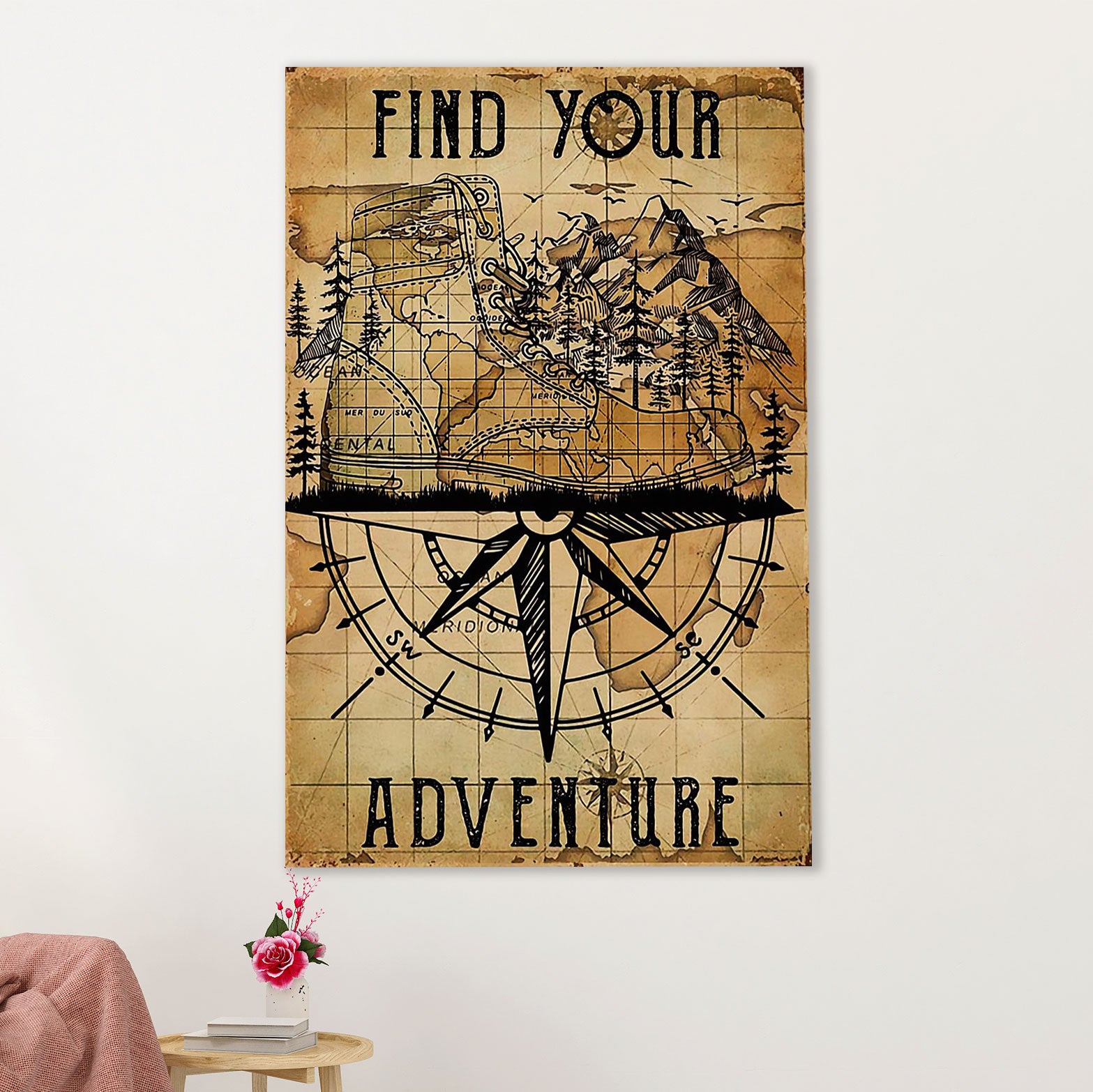 Hiking Poster Prints | Find Your Adventure | Wall Art Gift for Hiker