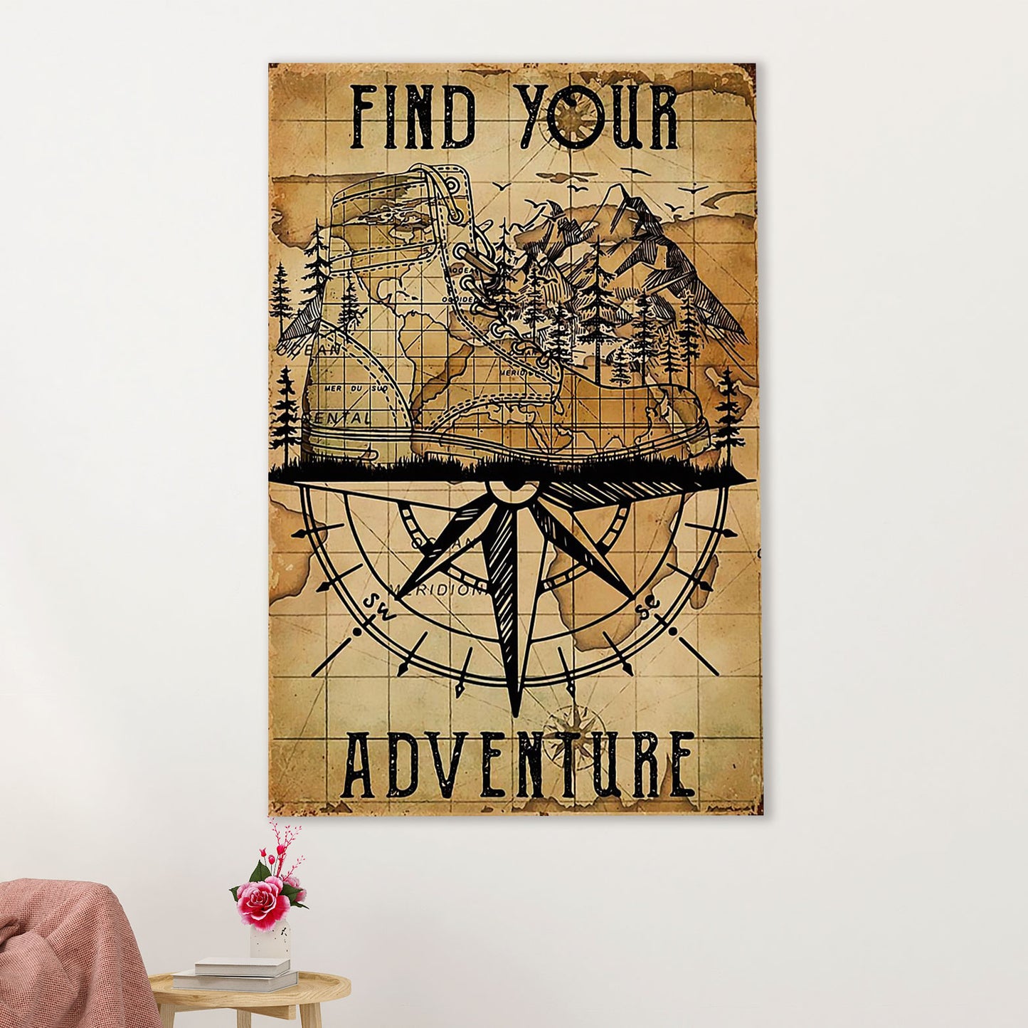 Hiking Canvas Wall Art Prints | Find Your Adventure | Home Décor Gift for Hiker