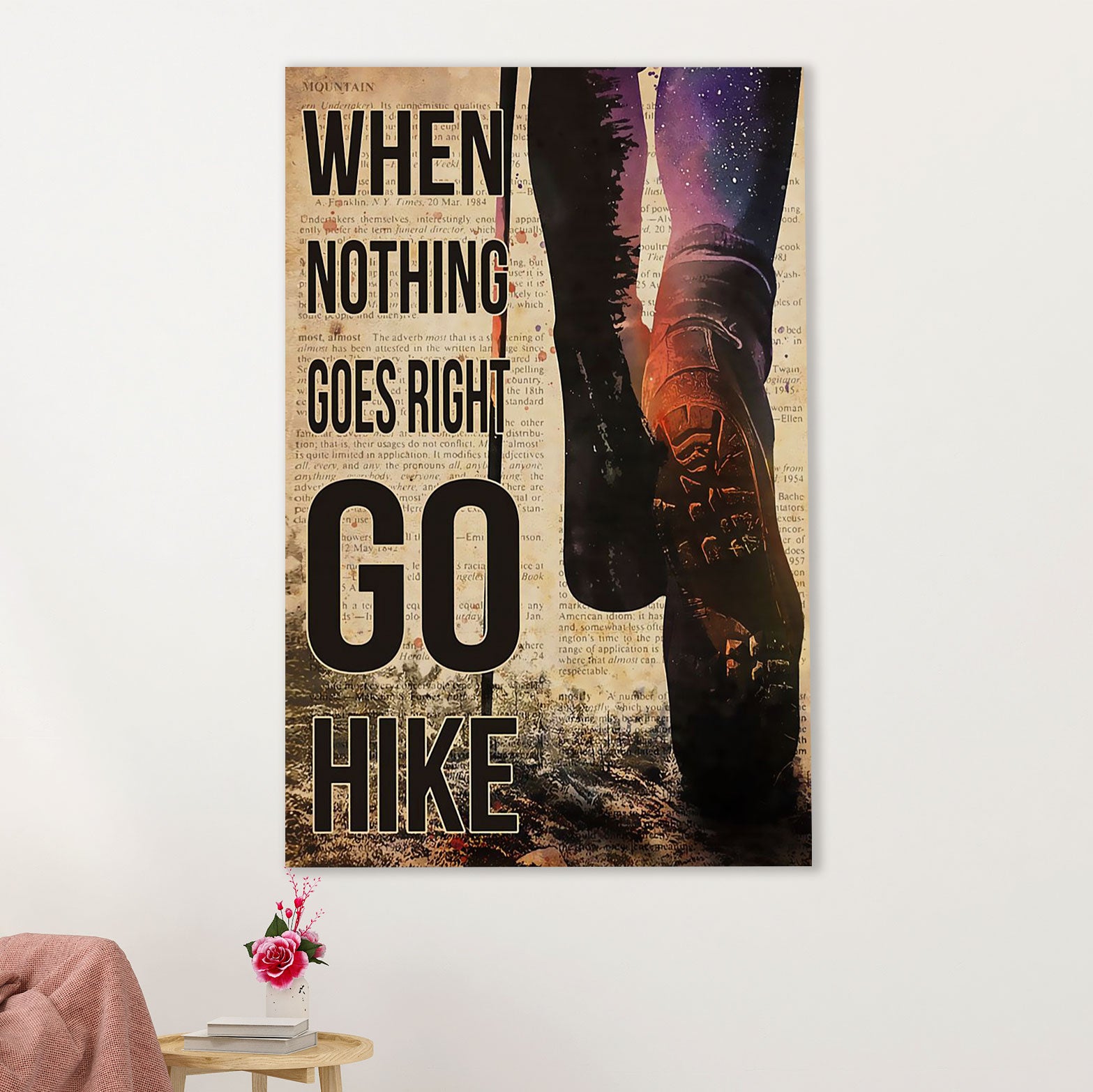 Hiking Canvas Wall Art Prints | Go Hike | Home Décor Gift for Hiker