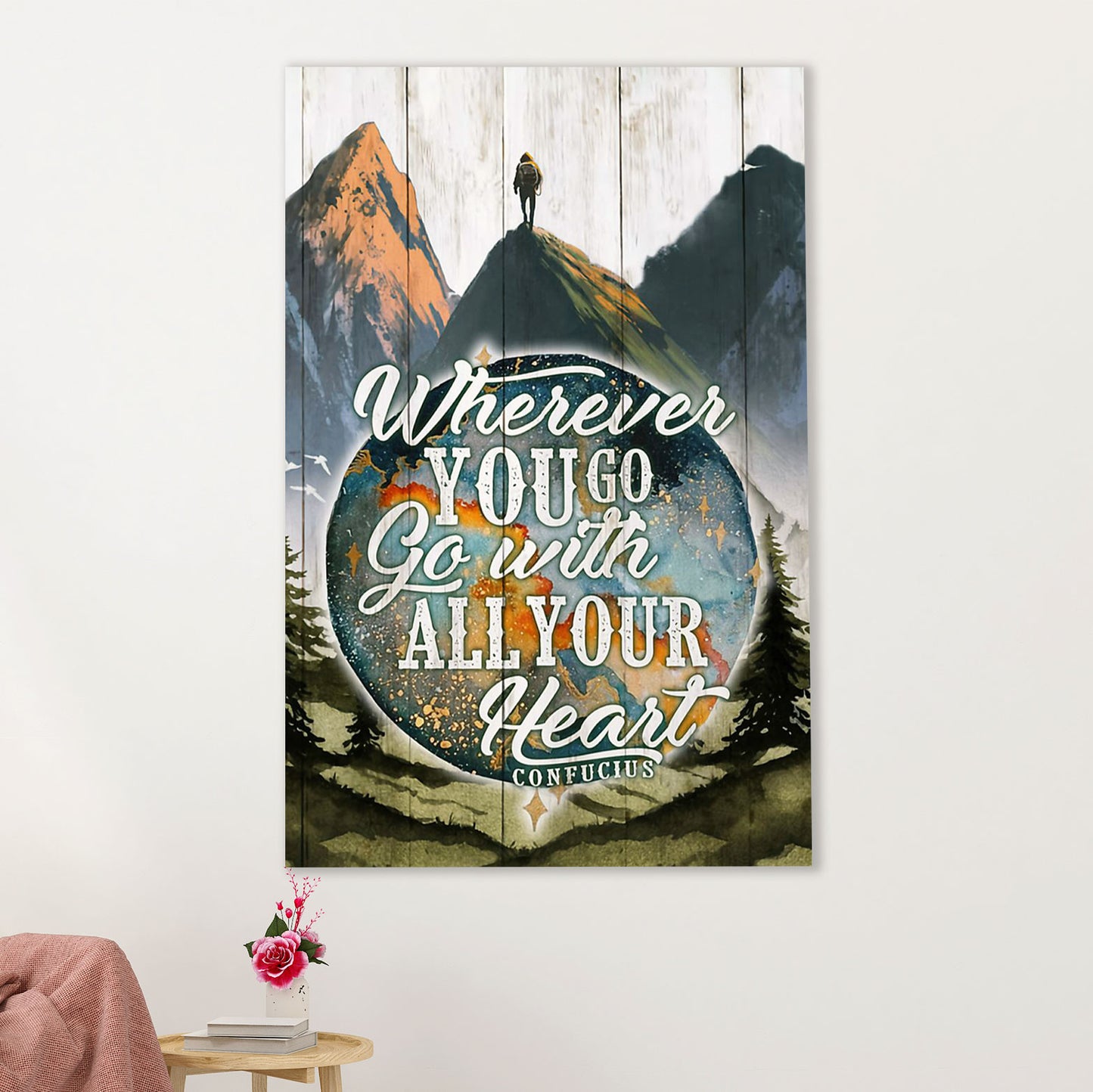 Hiking Canvas Wall Art Prints | Go With Your Heart | Home Décor Gift for Hiker