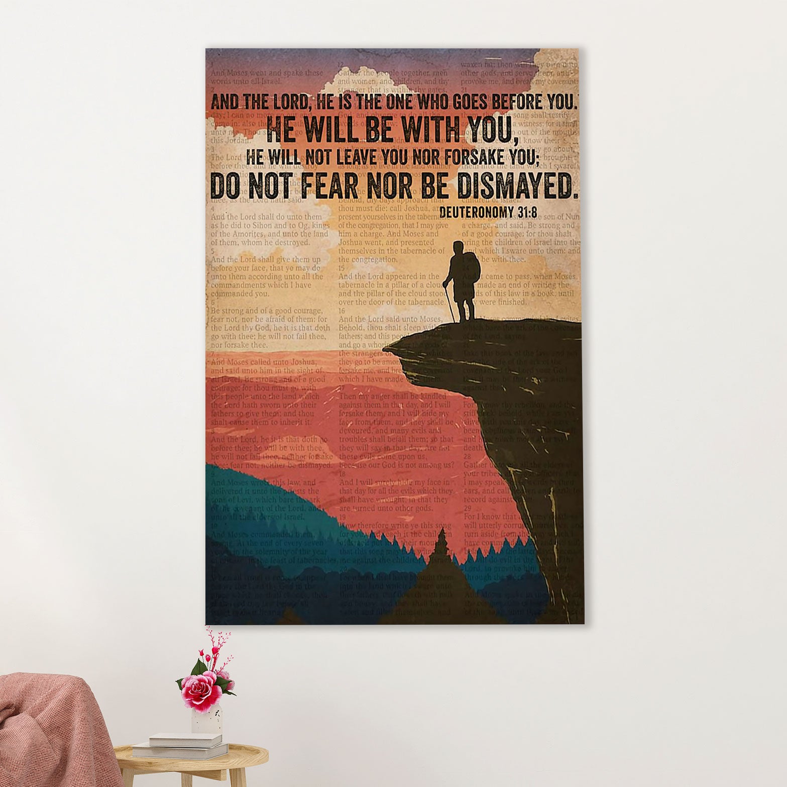 Hiking Poster Prints | He Will Be With You | Wall Art Gift for Hiker