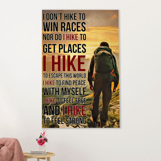 Hiking Canvas Wall Art Prints | I Hike To Feel Strong | Home Décor Gift for Hiker