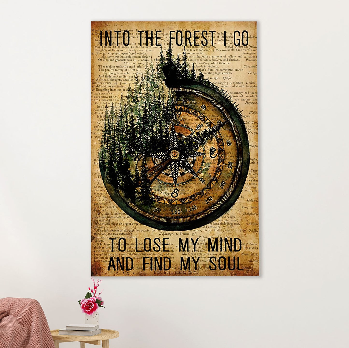 Hiking Poster Prints | Into The Forest I Go To Lose My Mind | Wall Art Gift for Hiker