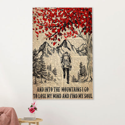 Hiking Poster Prints | Into The Mountains | Wall Art Gift for Hiker