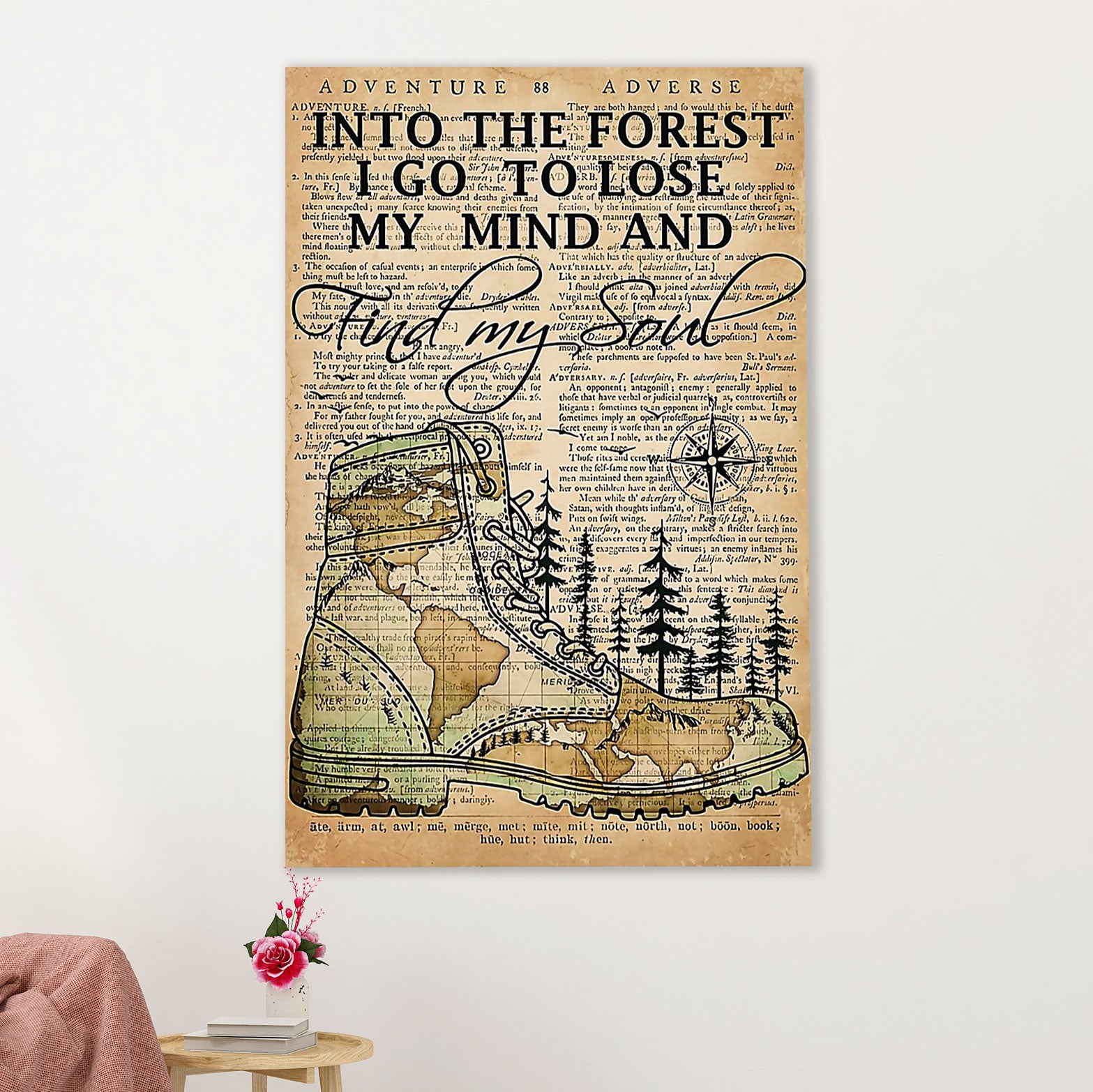Hiking Poster Prints | Into The Forest I Go To Lose My Mind | Wall Art Gift for Hiker