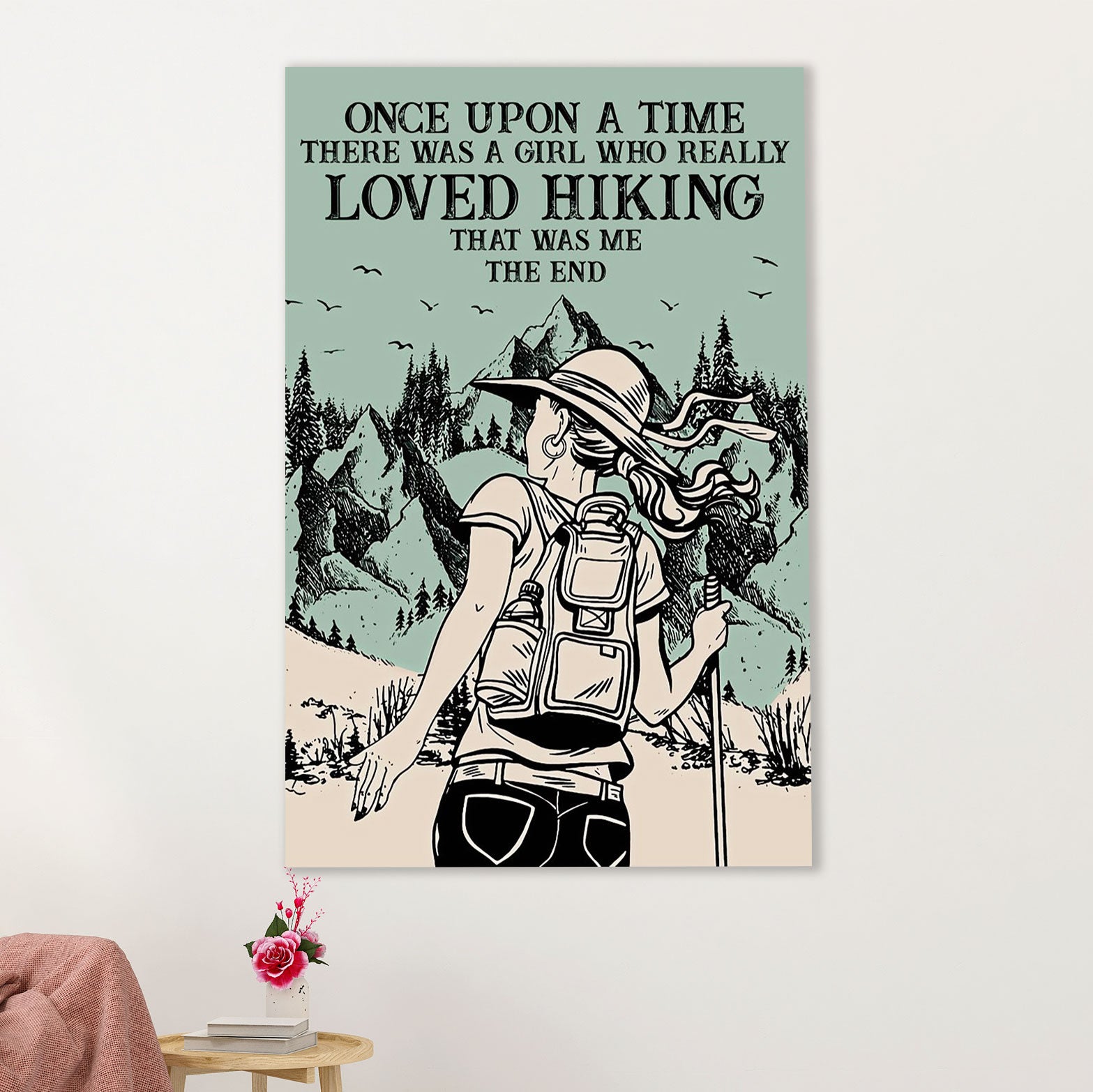 Hiking Canvas Wall Art Prints | Girl Loves Hiking | Home Décor Gift for Hiker