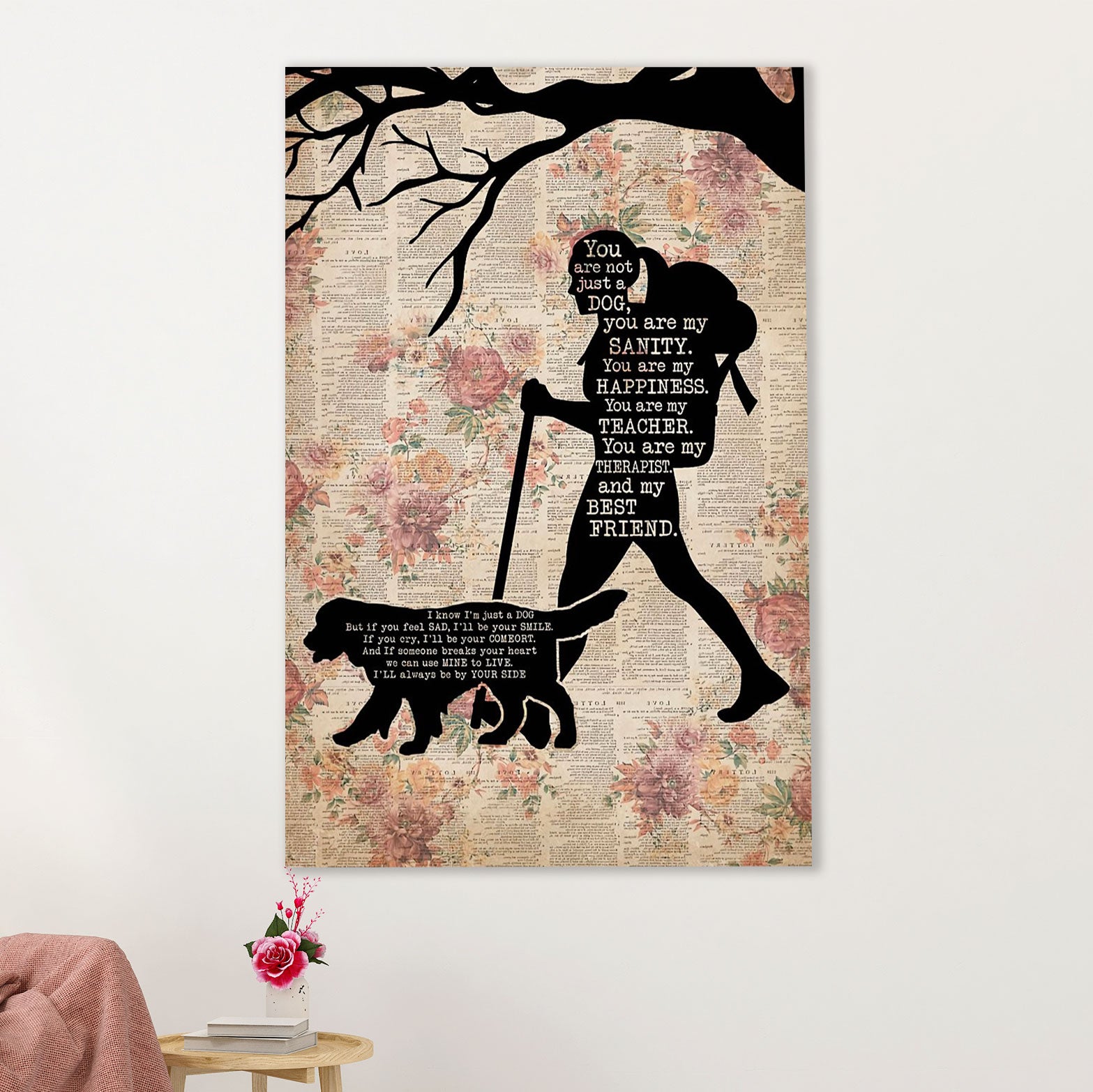 Hiking Poster Prints | Girl Loves Dog & Hiking | Wall Art Gift for Hiker