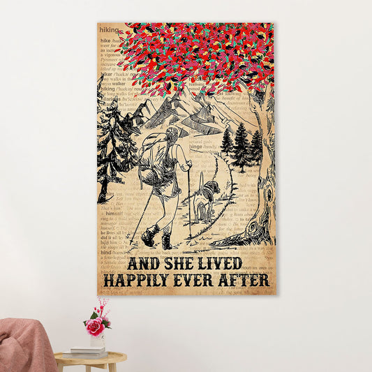 Hiking Canvas Wall Art Prints | She Lived Happily Ever After | Home Décor Gift for Hiker