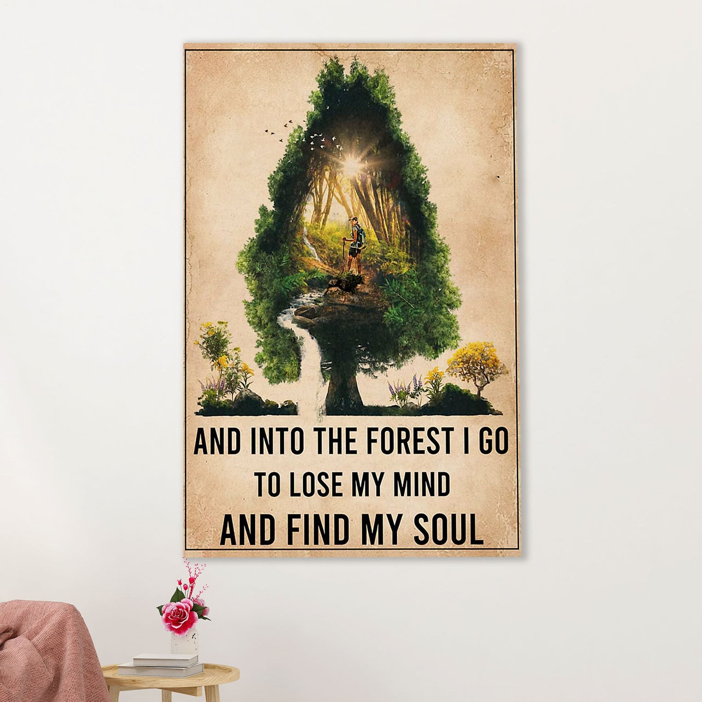 Hiking Canvas Wall Art Prints | Into The Forest I Go To Lose My Mind | Home Décor Gift for Hiker